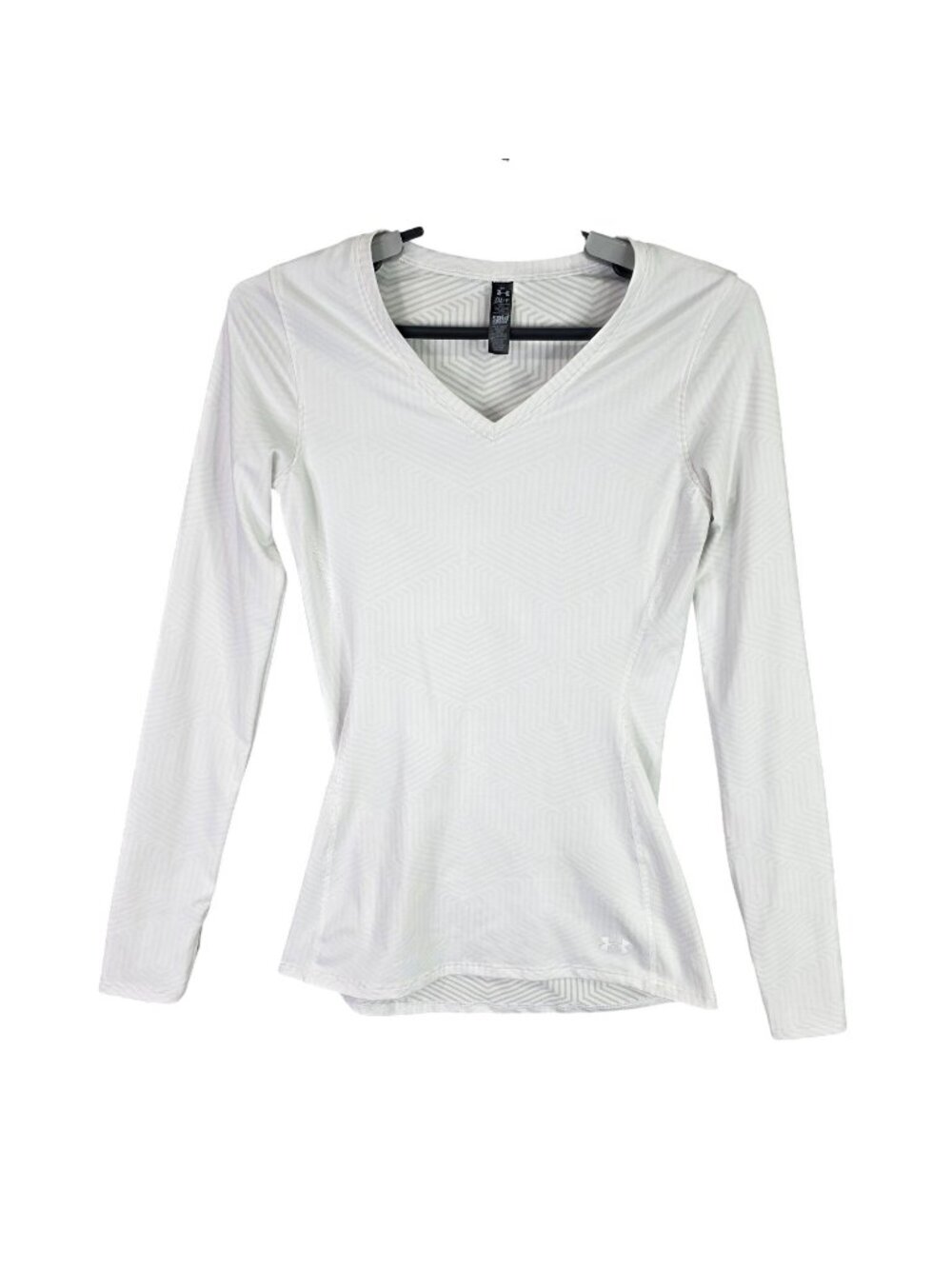 Womens Under Armour ColdGear White Fitted V-Neck Top Long Sleeve Size S
